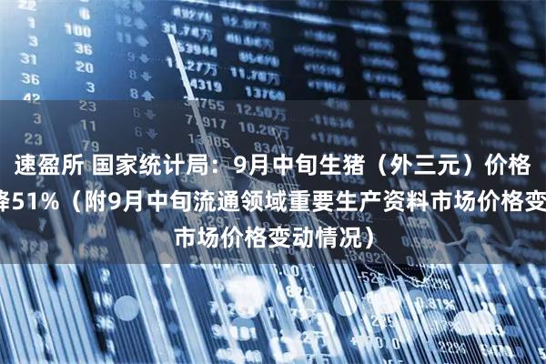 速盈所 国家统计局：9月中旬生猪（外三元）价格环比下降51%（附9月中旬流通领域重要生产资料市场价格变动情况）