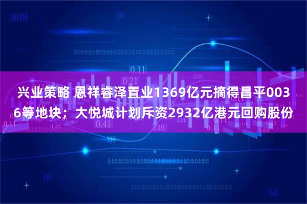 兴业策略 恩祥睿泽置业1369亿元摘得昌平0036等地块；大悦城计划斥资2932亿港元回购股份