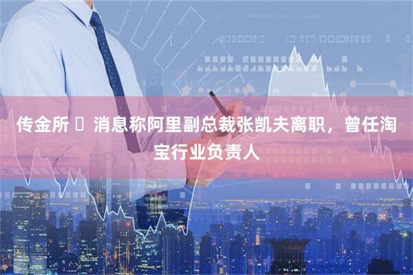 传金所 ​消息称阿里副总裁张凯夫离职，曾任淘宝行业负责人